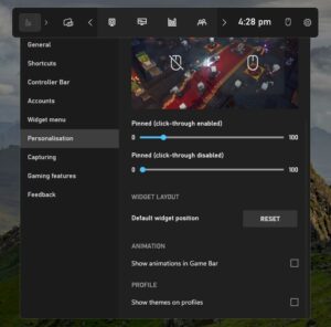 How To Adjust Transparency Of Xbox Game Bar Pinned Widgets In Windows 