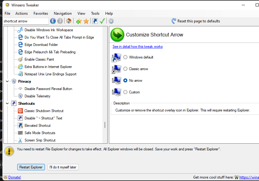 How To Remove Shortcut Arrow Icon In Windows 11 1968